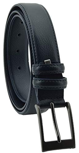 Sergio Tacchini Herrengürtel aus echtem Leder, nickelfreie Schnalle kürzbar, Blau eine Naht 3 cm, 125 cm (TG 54-56)