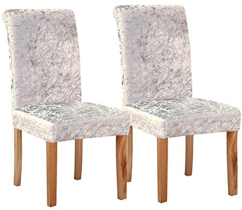 KELUINA Velvet Spandex Stoff Stretch Esszimmer Stuhl Schonbezüge Home Decor, Stuhlhussen für Esszimmer Restaurant Hotel Zeremonie (Hell Gold,2 Pack(M))