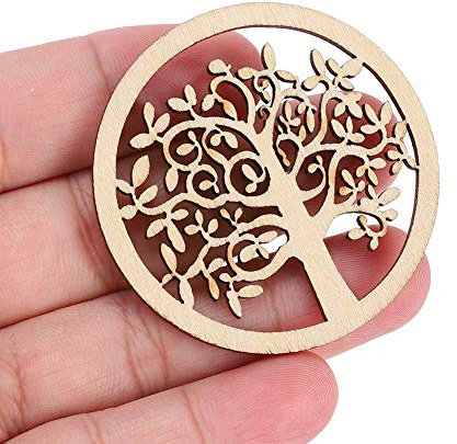 Wooden Trees for Crafts,48Pcs Mini runder Baum des Lebens, 2 '' unvollendete hölzerne Plakette, die DIY Kunsthandwerk Holiday Decoration Ornaments
