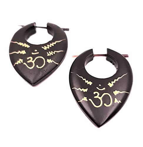 Faux Ecarteur en Bois Boucle d'oreille Piercing Ethnique Gauge Expander Wood Wooden Fake Spirale créoles aum ohm