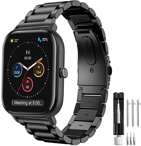 Correa para Amazfit GTS 4 Mini, 20mm Pulsera de Metal de Acero Inoxidable para Amazfit GTS/GTS 2 Mini/GTS 2/GTS 3/GTS 4/GTR Mini/GTR 42mm/Amazfit Bip/Bip 3/Bip 3 Pro/Bip U/Bip U Pro/Amazfit Active