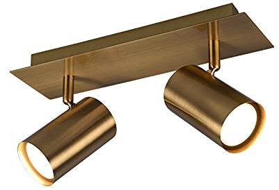 meineWunschleuchte 2-flammiger Deckenstrahler aus Metall Altmessing matt, Breite 30cm
