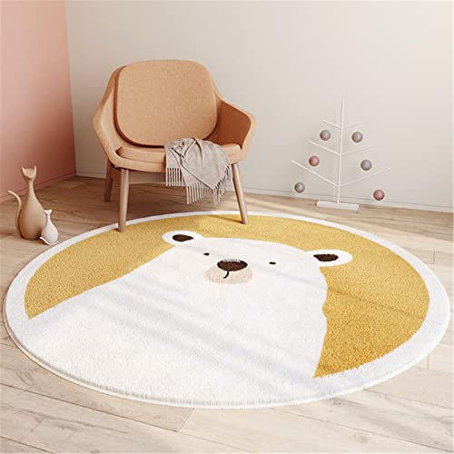 SWECOMZE Kinderzimmer Babymatte Weich Teppich Rund Babyzimmer Krabbeldecke rutschfest Spielmatte Baby Krabbelmatte Groß Kinderteppich Mädchen Jungen (Bär,80 * 80cm)