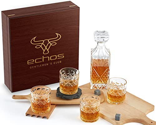 7-Teiliges Whiskeygläser Set | Whiskyset | Whiskygläser | Whiskey Karaffe Set | Whisky Geschenkbox | Whisky Gläser | Whiskey Gläser Set | Edles Whiskey Geschenkset | Dekantierer