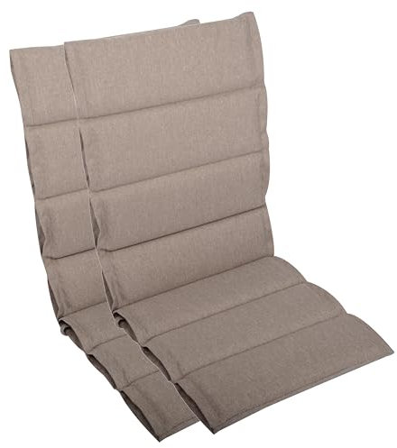 LILENO HOME Gartenstuhl Auflagen als [2er Set - Hochlehner] in Taupe - Bequeme Liegen als Sitzauflagen für Gartenmöbel - Stuhlkissen für Gartenstühle und Klappstühle