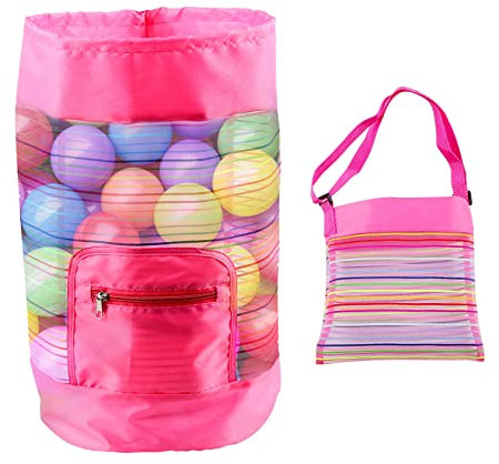 DRADERCH Strandspielzeug Tasche Netztasche Sandspielzeug Tasche Mesh Beach Bag Aufräumsack Faltbar für Familie Urlaub Wasserspielzeug Rücksack Beutel Kinder Badetasche