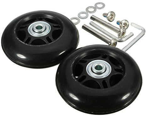 KUEZCVYA Kofferrollen, Kofferrollen Ersatzrollen mit Achsen Schraubenschlüssel Reparatur Paar Mute Ersatz Wheels für Koffer Gepäckwagen (43mm*18mm)