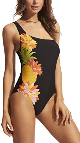 Seafolly Damen Shoulder One Piece Badeanzug, Sommersalz schwarz, 40