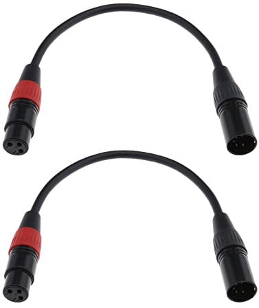 YINETTECH 2Pcs XLR 3pin Female to 5pin Male Cable XLR3F to XLR5M Adapter Cable Audio Cable for Connecting Microphone Mixers Equalizers Black