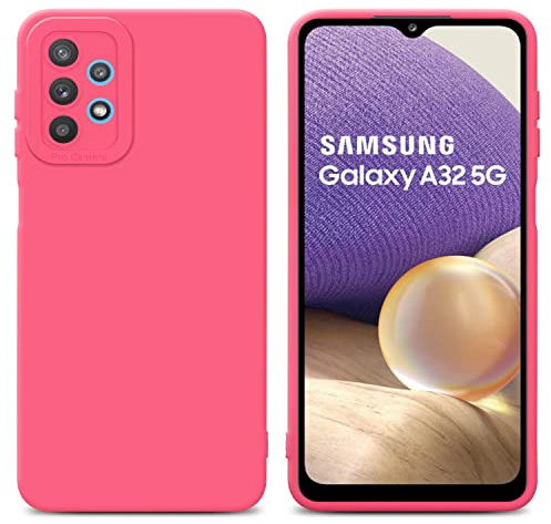 Cadorabo Hülle kompatibel mit Samsung Galaxy A32 5G Schutzhülle TPU Silikon Case Liquid Design mit Kameraschutz Slim Kratzfest Weiche Gummi mit Rundumschutz Case Hülle für Galaxy A32 5G in Rot