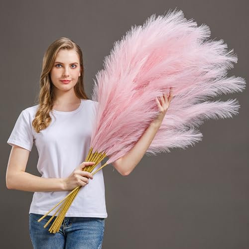 Kunstpampasgras, flauschiges künstliches Pompös-Gras für hohe Bodenvase, fusselfreie Heimdekoration, Boho-Hochzeitsblumen, Babyparty-Mittelstücke, Schlafzimmer- und Wohnzimmerdekoration, 7 Stück
