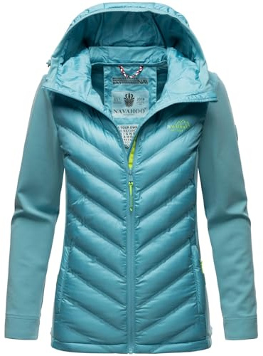 Navahoo Damen Fleece Hybrid Jacke Wanderjacke Kapuzenjacke B852 [B852-Nimm-Misty-Blue-Gr.S]