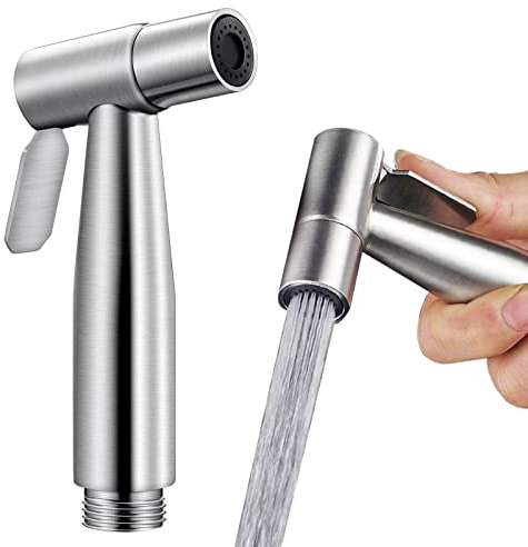 Bidet Toilettensprüher aus Edelstahl Handbrause Sprühkopf Dusche für Toilettenreinigung, Haustier Badetuch