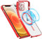Garegce Coque Magnétique pour iPhone 12 Compatible avec MagSafe Recharge sans Fil, Coque Protection Caméra Étui Silicone TPU Souple Housse Dos Transparente Antichoc, Rouge