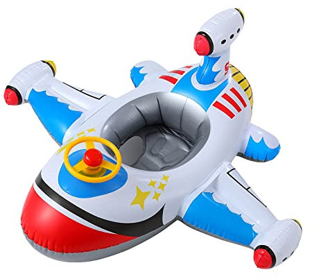 Kinder Aufblasbare Schwimmringe Baby Flugzeug Schwimmen Trainer Sitz schwimmfähig Aufblasbares Flugzeug-Motorboot mit Steuerrad Kleinkind Schwimmendes Boot Flugzeug für Schwimmbad, Strand