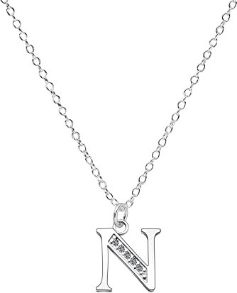 Kraven S925 Silver Initial Necklace Charm Necklace, Dainty Cubic Zirconia Letter Dainty Necklaces Jewelry Birthday Gifts for Women Girls (N)