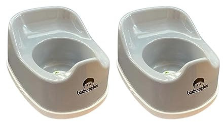 HOMESHOPA Children Training Potty, 2 Pack Kids Toddler Toilet Training Seat, Plastic, Portable Lightweight, Non Slip Rubber Grip, Easy to Clean and Carry Travel Potty - Grey