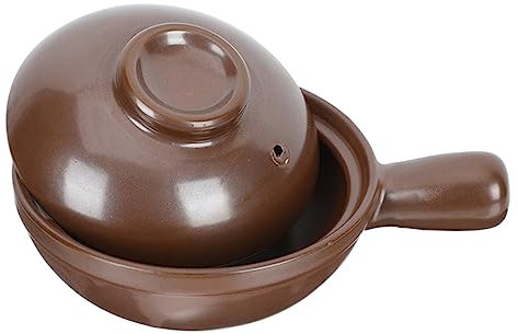 HEMOTON Cazuela De Barro Tapa 950 Ml, Olla Casera Para Guisar, Utensilio De Cocina De Barro Resistente Al Calor, Apta Para Cocinar Arroz, Fideos y Guisos, Uso Doméstico y Reuniones Familiares