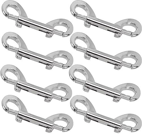 8 Pcs Double Ended Bolt Snap Hook, Zinc Alloy Double Dog Lead Metal Clips Silver Lightweight Dog Lead Hook for Dog Leash Key Chain