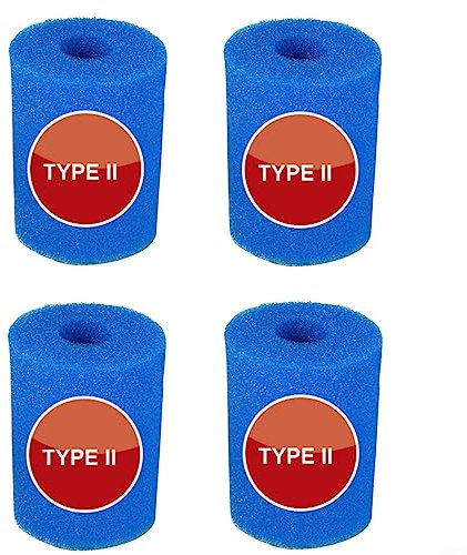 Lot de 4 éponges filtrantes pour filtre de piscine pour Intex type I/II/VI/D - Réutilisables - Éponge très élastique - Pour nettoyage de piscine