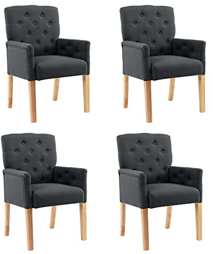 ZQQLVOO Freizeitstuhl Sessel Kaffeestuhl Schlafzimmer Sessel Esszimmerstühle mit Armlehnen 4 STK. Grau Stoff für Innen Außen Küche Esszimmer