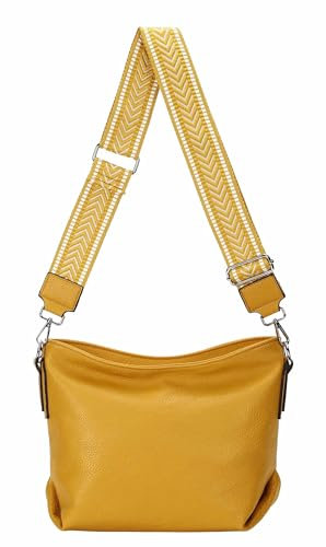 Damen Tasche Shopper Hobo Bags Crossbody Schultertasche Umhängetasche Handtasche Gürteltasche Crossover Kunst Leder Gelb