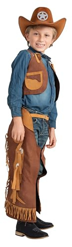 Dress Up America Cowboy Costume for Boys - Kids Cowboy Chaps and Vest Set - Feels Like Real Chaps