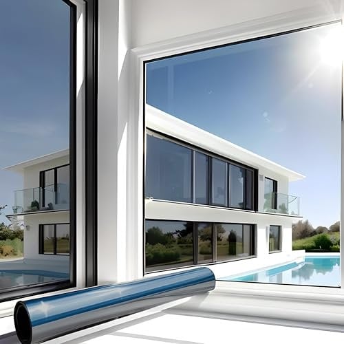 MARAPON® Spiegelfolie Fenster Sichtschutz [60x200 cm] Fensterfolie Sonnenschutz außen ohne Rückstände - Spiegelfolie Fenster Sichtschutz - Sonnenschutzfolie Fenster - Dachfenster verdunkeln