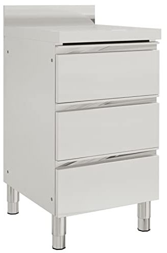 Chaduof Gastro-Küchenschrank mit 3 Schubladen, Edelstahl Arbeitsschrank, Arbeitstisch, Edelstahl Schrank, Pizzatisch, Grillschrank Outdoor, Edelstahl