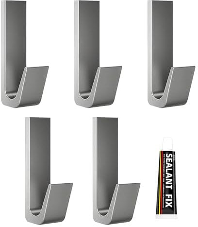 Shengxi Kleiderhaken Selbstklebend 5 Stück Hält Bis Zu 10kg Klebehaken Extra Stark Ohne Bohren Rostfrei Aluminium Handtuchhalter für Haus Küche Badzimmer(Grau)