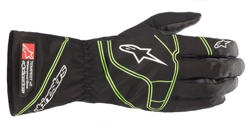 Alpinestars Tempest V2 3542321-167-S Kart-Handschuhe, wasserdicht, Größe S, Schwarz/Grün fluoreszierend