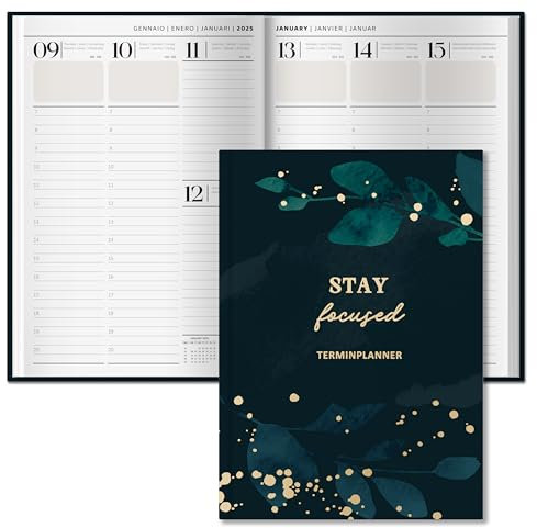 BIROYAL Kalender 2024 2025 A5 | Focused | - Terminplaner 2024-2025, Hardcover Buchkalender Juli 2024 Dezember 2025, Wochenplaner & Terminkalender für 18 Monate, nachhaltig & klimafreundlich Organizer