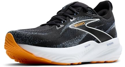 Brooks Men’s Glycerin 22 Neutral Running Shoe, Black/Country Blue/Orange Pop, 9 Wide
