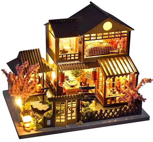 Book Nook Kits für Erwachsene, Miniaturhaus Puppenhaus Kit für Teenager, DIY Handwerk für Erwachsene, Bücherregal Dekor Gartenhaus mit LED-Licht, Geschenke für Familie und Freunde