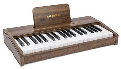 JALOKEE Kinder Klavier Keyboard, Digital Piano für Kinder, Musik Educational Instrument Spielzeug, Holz Klavier für Kleinkinder Mädchen Jungen (Walnuss, 37 Tasten)