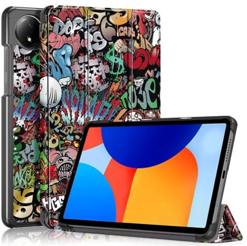 QINOUK Case for Xiaomi Redmi Pad SE 8.7 4G, [Stand Feature] Ultra Thin Smart Cover with Auto Sleep Wake, PU and PC Anti-scratch Protective Case, for Redmi Pad SE 8.7 4G-Doodle