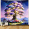 Homxi Wandteppich Bäume 240 x 220 CM, Wald Nacht für Schlafzimmer, Zauberwald Lila Rosa Blau