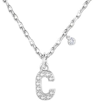 GUOYU 26 Halskette mit Anfangsbuchstaben für Frauen Mädchen, Halskette mit Buchstabe aus Zirkonia aus Silber, Anhänger, Personalisierung, Geschenkideen zum Geburtstag, L, Edelstahl, Strass (C)