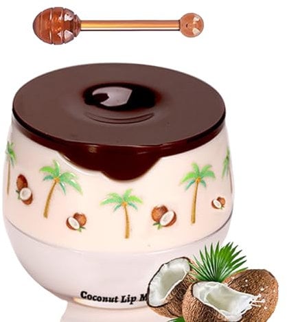 Honey Balm Lip Balm - Bee Lip Balm Honey Pot With Strawberry Propolis, Moisturizing and Hydrating Prevention for Dry and Cracked Lips, Scrubs Exfoliator (Coconut)