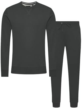 BRAVE SOUL Blank Tracksuit Sweatshirt & Joggers Set-Magnet-Large