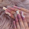 24PCS French Tip Press On Nails with 3D Bow for Women and Girls, Short or Long Pink Glossy Fake Nails with Nail Glue, Full Cover Acrylic Nails