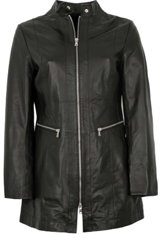 MADDOX - Damen Ledermantel Longjacke Lammnappa schwarz