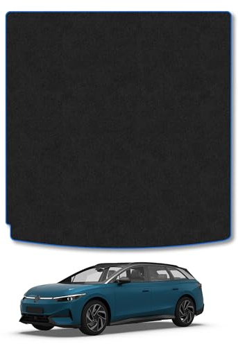 Blue Carpet Boot Liner Compatible with VW ID.7 Tourer (2023+) [UPPER-FLOOR BOOT POSITION] Tailored Fit Carpet 550gsm Protector Boot Mat, Anti-Slip, Easy Clean Custom Fit Dog Friendly Water-Resistant