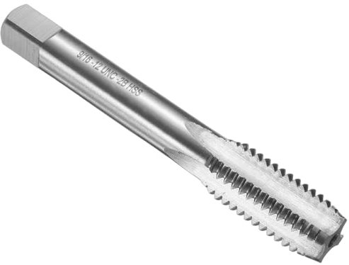 sourcing map Robinet inférieur à main 9/16-12 UNC 2B Filetage de style filetage tarauds en acier rapide HSS6542 Flûtes droites Outil de taraudage à vis