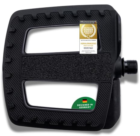 CONTEC Fahrrad-Pedale Quick Stay XXL, bis 180 kg Systemgewicht, Plattformpedale, Boron-Stahlachse, EPB-Gleitlager, Sandpapier-Oberfläche, Nylonstollen, City, Trekking, E-Bike, schwarz, Paar