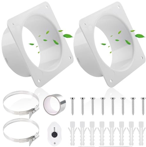 2PCS Brida del conector del conducto 100mm/4 pulgadas hecha de plástico con abrazaderas de manguera de acero inoxidable y cinta de aluminio brida recta del tubo para el sistema de ventilación