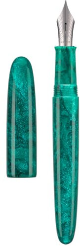 Asvine C80 Füllfederhalter #8, mittlere Feder, großer Handarbeitsstift mit Konverter-Stiftbox, Sammlungs-Set (grüner Glitzer)