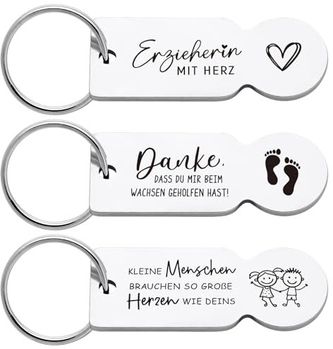 3 Einkaufswagenlöser Erzieherin Geschenk Schlüsselanhänger Abschiedsgeschenk Erzieherin Kita Kindergarten Abziehbar Metall/ Acryl Einkaufswagenchip Einkaufswagen Öffner Beste Erzieherin der Welt