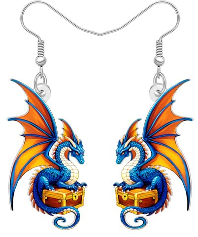 WEVENI Boucles d'oreilles Dragon en acrylique Boucles d'oreilles Dinosaure Fantastique avec Epée Boucles d'oreilles Bijoux Western Accessoires Cadeaux Dragon pour Femmes Filles Maman