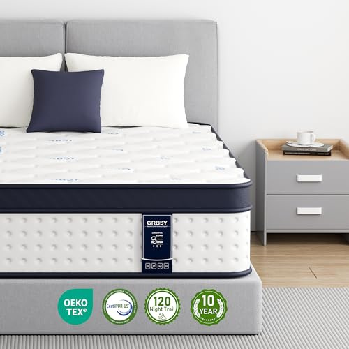 Grbsy H3 Hybrid Matratze 160x200 cm, 30.5 cm Höhe, 7-Zonen Taschenfederkernmatratze mit Memory-Schaum, Ergonomische Unterstützung, Bewegungsisolierung, Oeko-TEX & CertiPUR-US Zertifiziert
